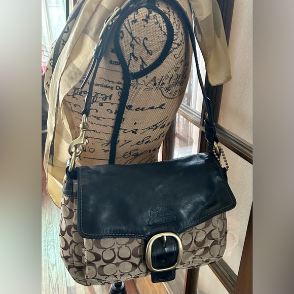 Coach Handbags - Coach Signature & Leather Shoulder Bag